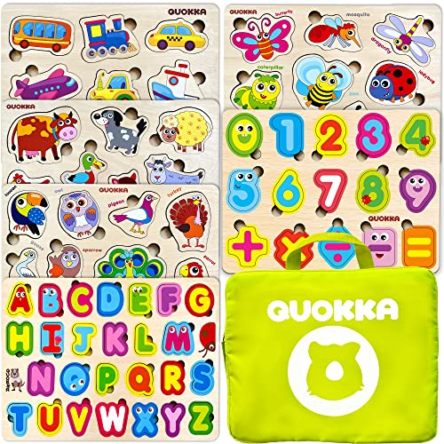 Spielzeug Puzzle ab 1 2 3 Jahre - 6 Montessori Holzpuzzle Spiele für Kinder ab 4 5 - Steckpuzzle Geschenk für Baby Mädchen and Junge von Quokka