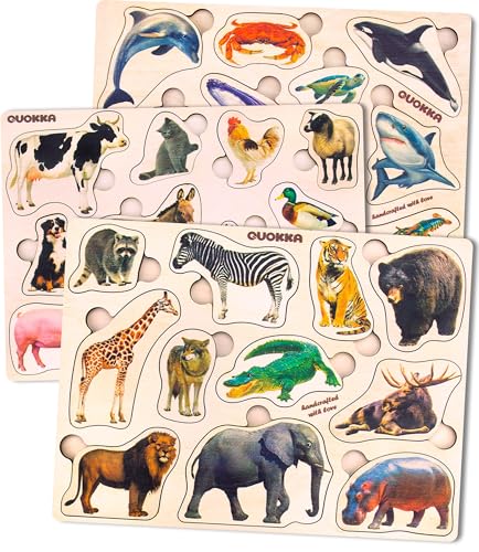 QUOKKA Spielzeug Puzzle ab 1 2 Jahre - 3 Set Montessori Holz Steckpuzzle für Kinder ab 3 4 - Realistischer Tiere Holzpuzzle ab 2 Jahre - Lernspielzeug für Mädchen and Jungen QUOKKA Spielzeug Puzzle ab 1 2 Jahre - 3 Set Montessori Holz Steckpuzzle für Kinder ab 3 4 - Realistischer Tiere Holzpuzzle ab 2 Jahre - Lernspielzeug für Mädchen and Jungen von Quokka