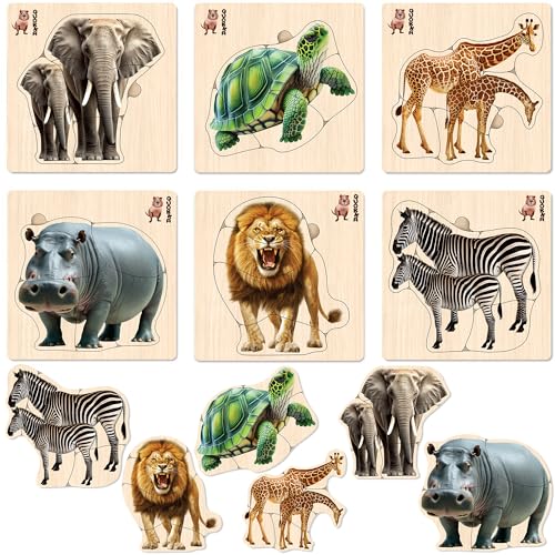 Spielzeug Puzzle ab 1 2 3 Jahre - Montessori Holz Steckpuzzle für Kinder ab 4 von QUOKKA - Safaritiere Lernspielzeug für Mädchen and Jungen von Quokka