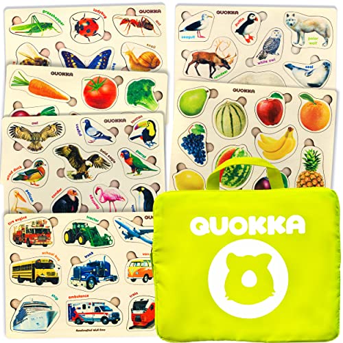 Spielzeug Puzzle ab 1 2 3 Jahre - 6 Montessori Holzpuzzle Spiele für Kinder ab 4 5 - Steckpuzzle Geschenk für Mädchen and Junge von Quokka