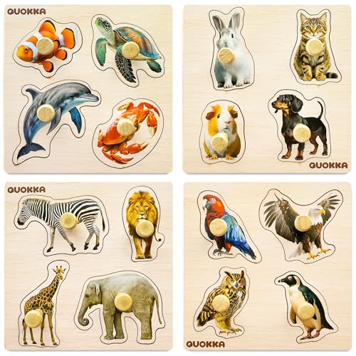QUOKKA Steckpuzzle Holz ab 1 2 Jahre - 4 Set Spielzeug Puzzle ab 2 3 Jahre - Tiere Lernspiele für Kinder - Geschenk für Baby Mädchen and Junge QUOKKA Steckpuzzle Holz ab 1 2 Jahre - 4 Set Spielzeug Puzzle ab 2 3 Jahre - Tiere Lernspiele für Kinder - Geschenk für Baby Mädchen and Junge von Quokka