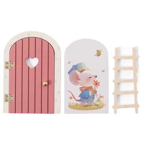 Quorvex Feentür-Set – Holz Cartoon Feenhaus Tür – Heimdekoration für Urlaub Party Supplies Weihnachten Thanksgiving Geburtstag Zimmer Wohnung Büros Schule Schlafsaal Wochentag von Quorvex
