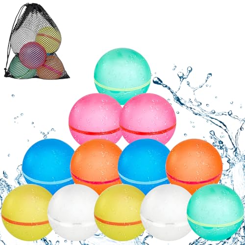 12 Stück Wasserbomben Wiederverwendbar mit Mesh Bag, Magnetische Wasserballons Set, Selbstschließend Silikon Wasserbombe, Freien Wasserspielzeug für Kinder, Erwachsene, Strand, Schwimmpool,Wasserparks 12 Stück Wasserbomben Wiederverwendbar mit Mesh Bag, Magnetische Wasserballons Set, Selbstschließend Silikon Wasserbombe, Freien Wasserspielzeug für Kinder, Erwachsene, Strand, Schwimmpool,Wasserparks von Qurxuanwe