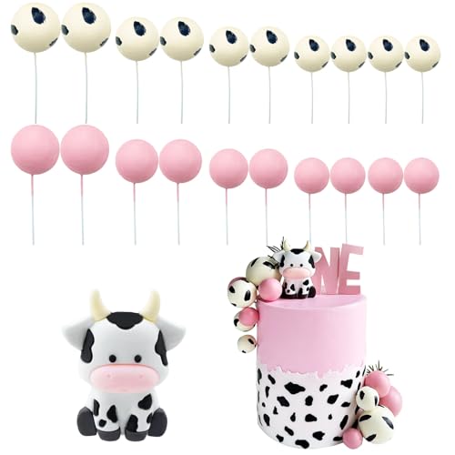 21 x Kuh-Kuchendekorationen, niedliche Figuren, Kühe, Kugel-Kuchenaufsätze, rosa Kugel-Kuchendekoration, Tiermotive, Geburtstagsparty-Zubehör, Dekorationen 21 x Kuh-Kuchendekorationen, niedliche Figuren, Kühe, Kugel-Kuchenaufsätze, rosa Kugel-Kuchendekoration, Tiermotive, Geburtstagsparty-Zubehör, Dekorationen von Qusmeiyici