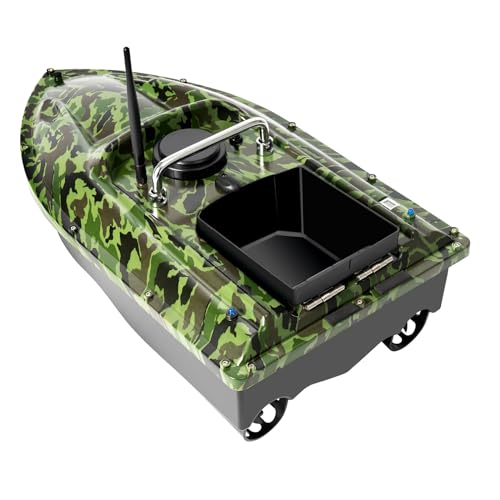 Qussse 500m Futterboot, Nachtangeln Fischköder ABS Köderboot Bait Boat mit Fernbedienung, Fischköder Boot mit LED-Licht, für Seen Flüssen Meeren von Qussse