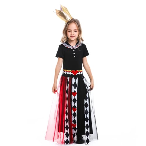 Poker Queen Cosplay Kostüm Mittelalterlich Vintage Bühne Performance Prinzessin Kleid Halloween Karneval Party Kostüm 110-150cm von Qusunx