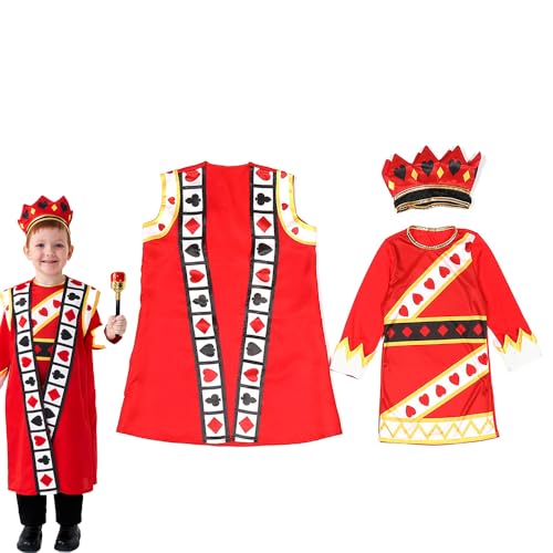 Qusunx König Cosplay Kostüm Poker Königreich 2-teilig Märchen Performance Outfits Halloween Karneval Party Kostüm 95-110cm von Qusunx