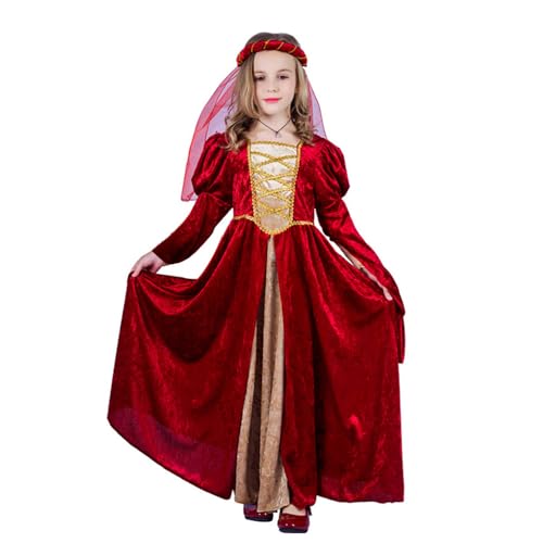Qusunx Mittelalterlich Retro Style Prinzessin Kleid Renaissance Cosplay Party Kleid 4-12Jahre Halloween Karneval Bühne Performance Kostüm von Qusunx
