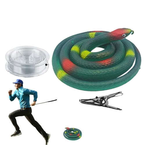 Qutalmi Fake Snake Streich, Fake Snake - Gefälschtes Schlangen-Streichspielzeug,Golf-Schlangenstreich mit Schnur und Clip, gefälschter Golf-Schlangenstreich, realistische DIY-Schlange mit von Qutalmi