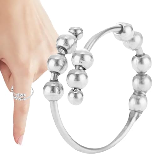 Qutalmi Fidget Bead Ring, Damen Spinner Ring,Verstellbarer Schmuck-Entspannungsring Fidget - Einfache Modeschmuck-Perlendekoration, bequem zu tragende Ringe für Ausflüge und Arbeiten Qutalmi Fidget Bead Ring, Damen Spinner Ring,Verstellbarer Schmuck-Entspannungsring Fidget - Einfache Modeschmuck-Perlendekoration, bequem zu tragende Ringe für Ausflüge und Arbeiten von Qutalmi