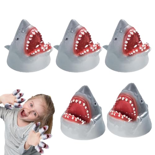 Qutalmi Hai-Fingerpuppen,Fingerpuppen für Kinder | 5 Stück realistische Hai-Fingerpuppen zum Geschichtenerzählen - Interaktive Spielpuppen mit dehnbarem Spaß für Theateraufführungen und von Qutalmi