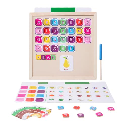 Qutalmi Lern-ABC-Puzzle aus Holz, Magnetisches passendes Alphabet-Puzzle aus Holz, Montessori-Lernspielzeug für Kleinkinder ab 18 Monaten von Qutalmi