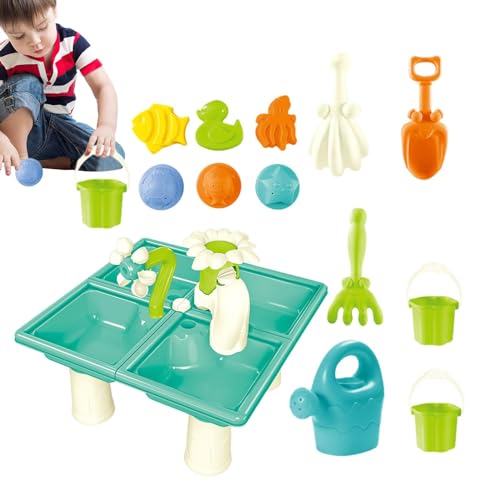 Qutalmi Sandtisch für Kinder, Wassertisch für Kleinkinder, Wassersensorische Tabelle, 13-teiliges Wasserspielzeug-Zubehör verbessert die motorischen Fähigkeiten, fördert das sensorische Lernen und die von Qutalmi