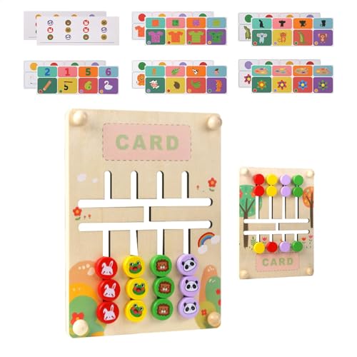 Qutalmi Schieberuzzle, Schiebeduzzle - Hölzerne Cartoon Animal Slide Farbe Matching Puzzle | Frühe Bildung sortieren sensorisches Spielzeug vierfarbig doppelseitiges Schachbrett für Freunde Familie von Qutalmi