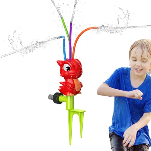 Sprinkler für Kinder zum Spielen im Freien,Kinder Sprinkler für draußen - Dinosaurier-Wassersprühsprinkler mit Rotation,Spray Toys Hinterhofspiele für spielerische Sommeraktivitäten im Freien von Qutalmi