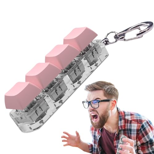 Tastatur Fidget Spielzeug, 4 Tasten Tastatur Spielzeug Zum Stressabbau, Abnehmbar Karabiner Schlüsselanhänger Keycap, Mechanische Tastatur Fidget Taste Mit Tonlicht Für Erwachsene Studenten von Qutalmi