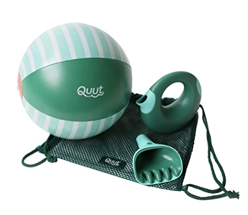 Quut - Mein erstes Spielset für den Garten – 1 Gießkanne + 1 Rechen/Schaufel 2-in-1 + 1 aufblasbarer Ball – Garten/Outdoor/Strand (Grüner Garten) von Quut