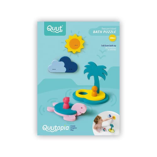 QUUT Badepuzzle Treasure Island: Interaktives Badespielzeug für Babys ab 1 Jahr - Förderung der Entwicklung in der Badewanne, inklusive Fingerpuppen von QUUT