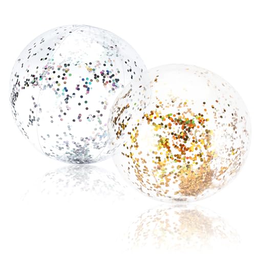 Quuylin Wasserball Aufblasbar, 2 Stück Blitz Aufblasbarer Ball, 40cm Strandball, Sommer Schwimmball Wasserspielzeug für Kinder Erwachsene Strand, Pool Party, Outdoor-Aktivitäten von Quuylin
