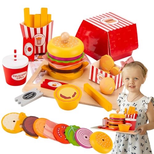 Kinderküche Zubehör Holz Burger Pommes, Holzspielzeug Küche Cola, Torte, Chicken Nuggets, Lernspielzeug Rollenspiele Pädagogisches Kinder Spielzeug ab 3 4 5 6 7 8 9 Jahre Kinderküche Zubehör Holz Burger Pommes, Holzspielzeug Küche Cola, Torte, Chicken Nuggets, Lernspielzeug Rollenspiele Pädagogisches Kinder Spielzeug ab 3 4 5 6 7 8 9 Jahre von Quvanhqjzy