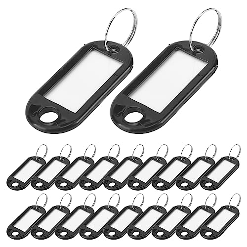 Quystetes Schlüssel-ID-Etiketten, Spaltring, Schlüsselanhänger, Schwarz, 20 Stück von Quystetes
