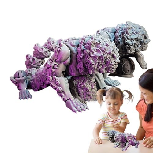 Quzente 3D-gedruckte Löwe-Figur, 3D-Gedruckter Löwe-Fidget - Realistisches Löwen-Actionfiguren-Spielzeug | Gemeinsame bewegliche Figur, Heimdekoration, Schreibtischspielzeug für Kinder und Erwachsene von Quzente