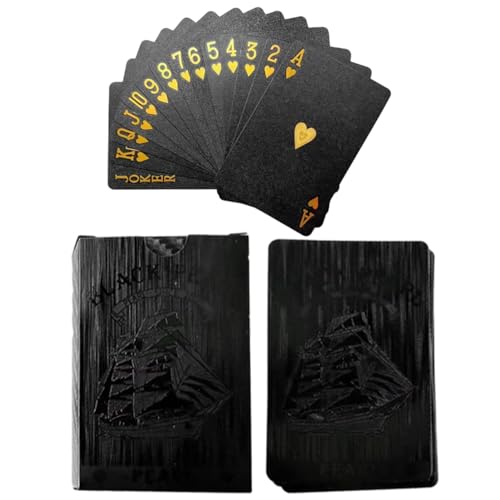 Quzente Spielkarten, Wasserdichtes Poker Schwarze Luxus Mode PVC Pokertischkarten, Klassisches Zaubertrick Werkzeug, Geeignet Für Partys, Versammlungen von Quzente