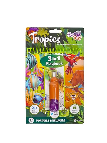QwiToy 35156 Spielbuch 3 in 1 Tropen, 3 Aktivitäten, Malbuch mit magischem Stift, zum Öffnen mit Aufklebern, 3D-Pop-Up-Szenario mit Puffy-Aufklebern QwiToy 35156 Spielbuch 3 in 1 Tropen, 3 Aktivitäten, Malbuch mit magischem Stift, zum Öffnen mit Aufklebern, 3D-Pop-Up-Szenario mit Puffy-Aufklebern von QwiToy