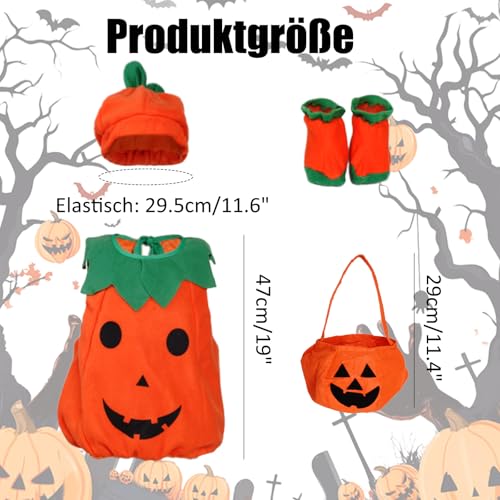 Qwrqwr Kürbis-Kostüm für Kinder, niedliches orangefarbenes Kürbis-Outfit-Set, ausgefallenes Tuch für Jungen und Mädchen, perfekt für Party oder Halloween, Süßes oder Saures Qwrqwr Kürbis-Kostüm für Kinder, niedliches orangefarbenes Kürbis-Outfit-Set, ausgefallenes Tuch für Jungen und Mädchen, perfekt für Party oder Halloween, Süßes oder Saures von Qwrqwr