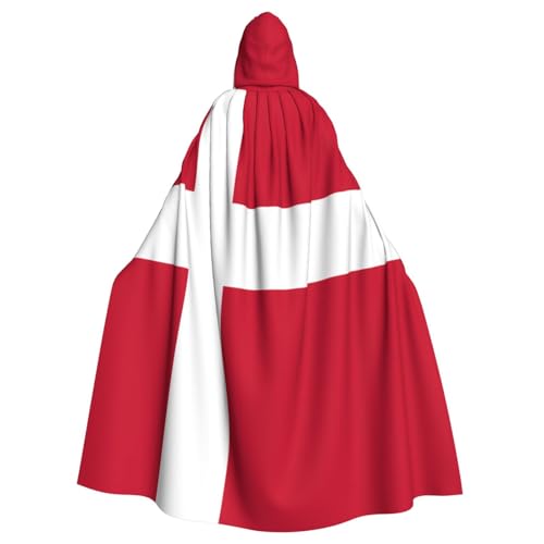 Qwvbn Dänische Flagge mit Kapuze, Halloween, Rollenspiel, Kostüm, Umhang, Umhang, leicht, drapiert von Qwvbn
