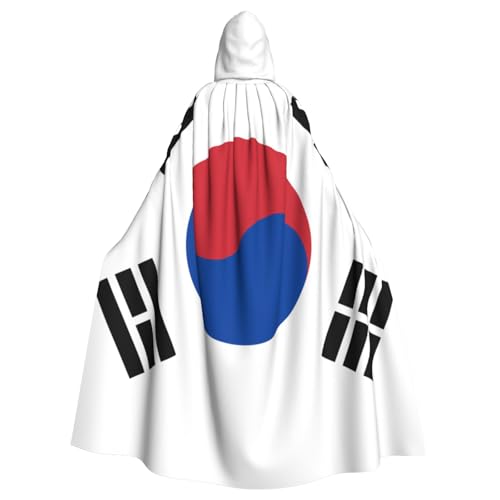 Qwvbn Flagge der Republik Korea mit Kapuze, Halloween, Rollenspiel, Kostüm, Umhang, Umhang, leicht, drapiert von Qwvbn