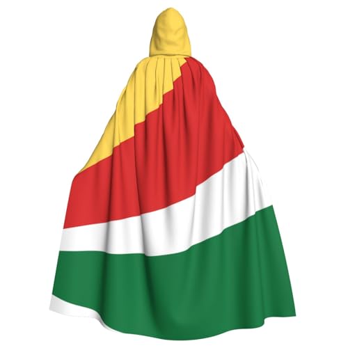 Qwvbn Flagge der Seychellen mit Kapuze, Halloween-Kostüm, Robe, Umhang, leicht, drapiert, Umhang von Qwvbn
