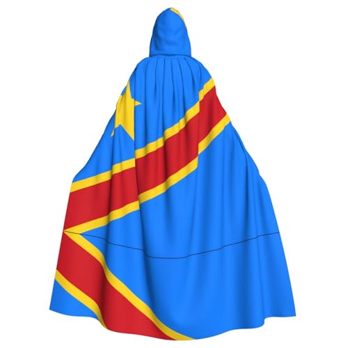 Qwvbn Flagge des Kongo mit Kapuze, Halloween-Kostüm, Rollenspiel, Umhang, Umhang, leicht, drapiert von Qwvbn