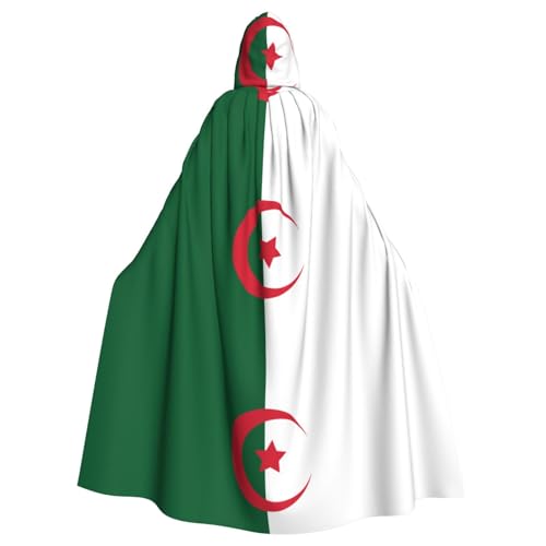 Qwvbn Flagge von Algerien mit Kapuze, Halloween, Rollenspiel, Umhang, Umhang, leicht, drapiert von Qwvbn