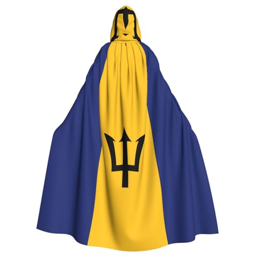 Qwvbn Flagge von Barbados mit Kapuze, Halloween-Kostüm, Robe, Umhang, leichter drapierter Umhang von Qwvbn