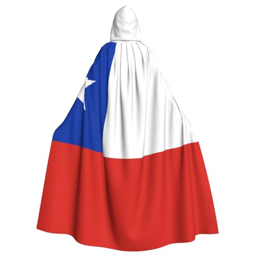 Qwvbn Flagge von Chile mit Kapuze, Halloween, Rollenspiel, Umhang, Umhang, leicht, drapiert von Qwvbn