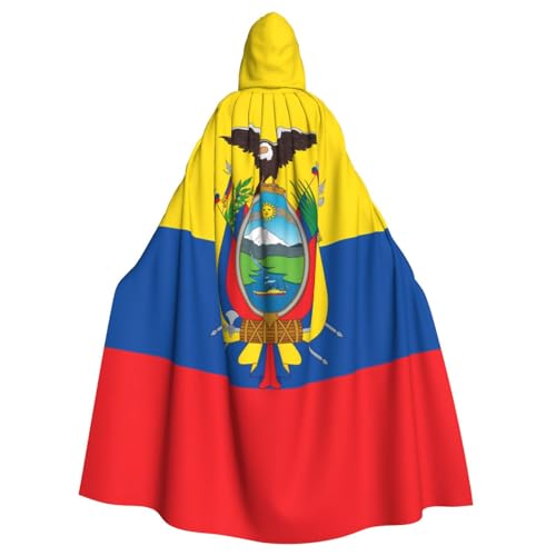 Qwvbn Flagge von Ecuador mit Kapuze, Halloween, Rollenspiel, Kostüm, Umhang, Umhang, leicht, drapiert von Qwvbn