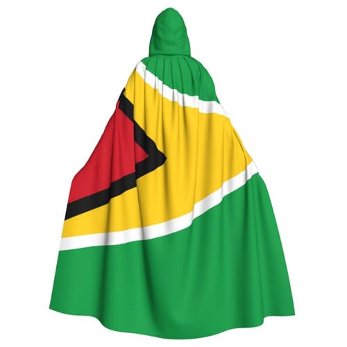 Qwvbn Flagge von Guyana mit Kapuze, Halloween, Rollenspiel, Umhang, Umhang, leicht, drapiert von Qwvbn