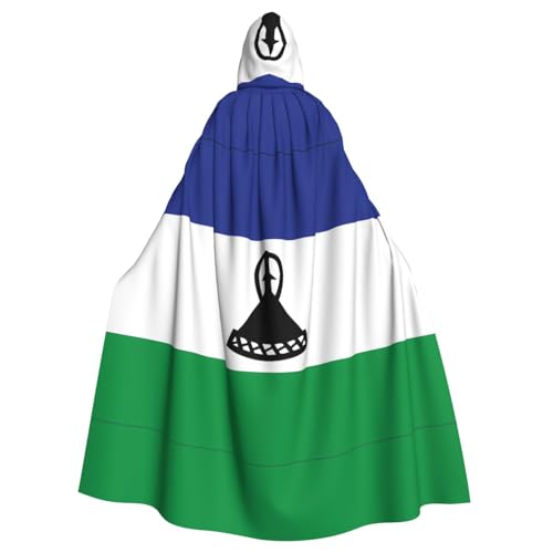 Qwvbn Flagge von Lesotho mit Kapuze, Halloween-Kostüm, Robe, Umhang, leichter drapierter Umhang von Qwvbn