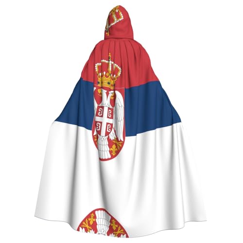 Qwvbn Flagge von Serbien mit Kapuze, Halloween, Rollenspiel, Umhang, Umhang, leicht, drapiert von Qwvbn