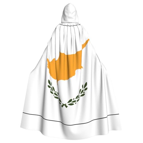 Qwvbn Flagge von Zypern mit Kapuze, Halloween, Rollenspiel, Kostüm, Umhang, Umhang, leicht, drapiert von Qwvbn