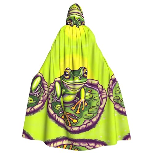Qwvbn Frosch im Teich mit Kapuze, Halloween-Kostüm, Rollenspiel, Umhang, Umhang, leicht, drapiert von Qwvbn