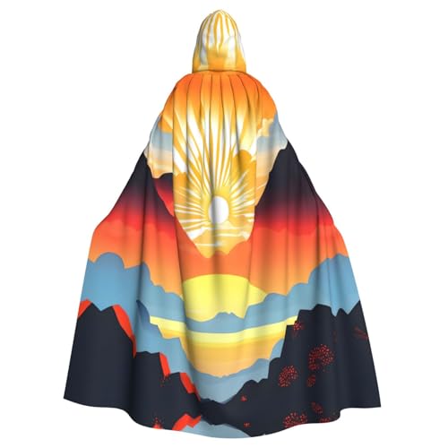 Qwvbn Heller Sonnenaufgang mit Kapuze, Halloween-Kostüm, Robe, Umhang, leicht, drapiert von Qwvbn