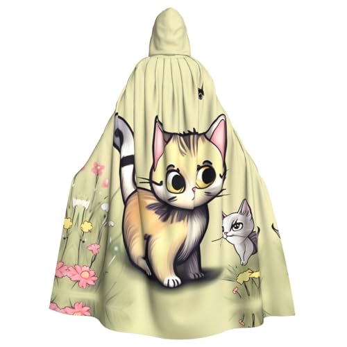 Qwvbn Katzen- und Schmetterlings-Umhang mit Kapuze, für Halloween, Rollenspiel, leicht, drapiert, Umhang von Qwvbn