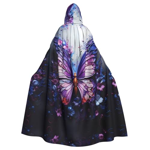 Qwvbn Lila Schmetterling Blumen Kapuze Halloween Rollenspiel Kostüm Robe Umhang Umhang leicht drapiert Umhang Jacke Qwvbn Lila Schmetterling Blumen Kapuze Halloween Rollenspiel Kostüm Robe Umhang Umhang leicht drapiert Umhang Jacke von Qwvbn