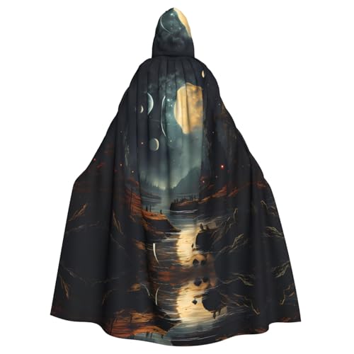 Qwvbn Moon Stars and Planets Hooded Halloween Role Play Costume Robe Cloak Cape Lightweight Draped Cloak Jacket Qwvbn Moon Stars and Planets Hooded Halloween Role Play Costume Robe Cloak Cape Lightweight Draped Cloak Jacket von Qwvbn