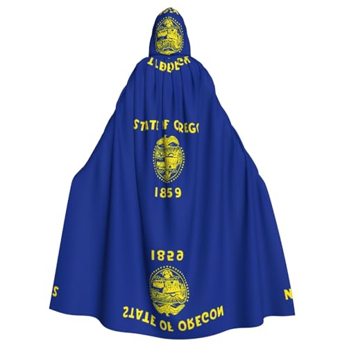 Qwvbn Oregon State Flag Hooded Halloween Role Play Costume Robe Cloak Cape Cape Lightweight Draped Cloak Jacket von Qwvbn