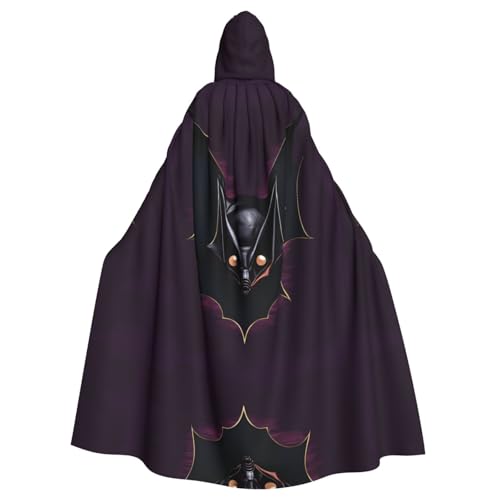 Qwvbn Schwarzer Geister-Fledermaus-Umhang mit Kapuze, für Halloween, Rollenspiel, leicht, drapiert, Umhang Qwvbn Schwarzer Geister-Fledermaus-Umhang mit Kapuze, für Halloween, Rollenspiel, leicht, drapiert, Umhang von Qwvbn