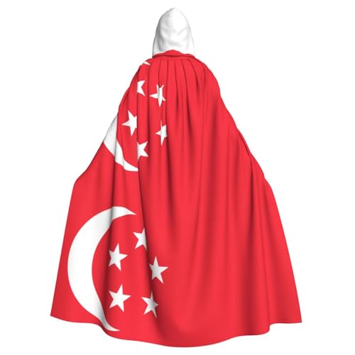 Qwvbn Singapur-Flagge, mit Kapuze, Halloween, Rollenspiel, Kostüm, Umhang, Umhang, leicht, drapiert von Qwvbn