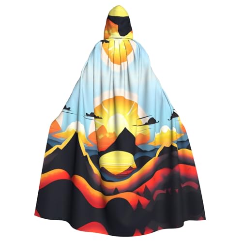 Qwvbn Sunrise Mountain Kapuzenmantel für Halloween, Rollenspiel, leicht, drapiert, Umhang von Qwvbn
